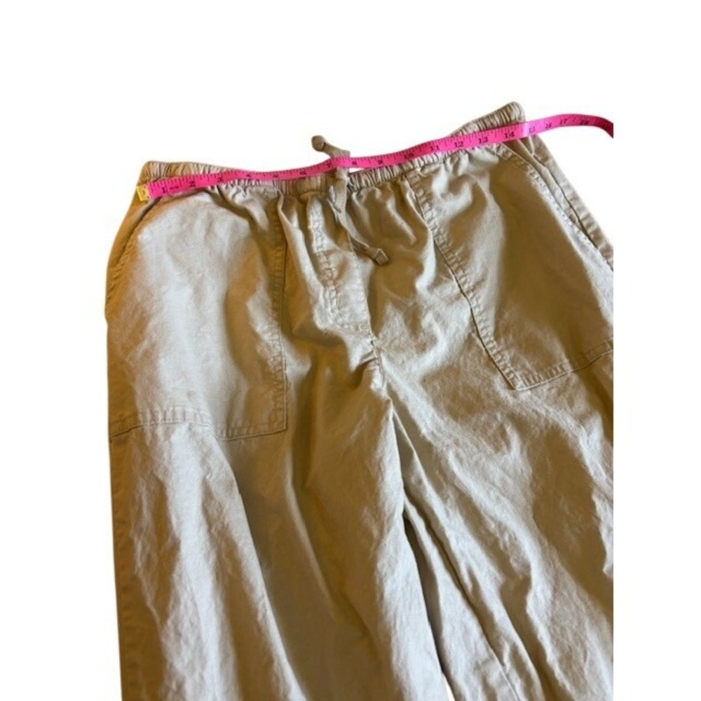 LL Bean Classic Fit Khaki Tan Drawstring Elastic Waist Pants Women's M Petite - Picture 6 of 8